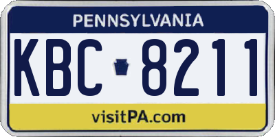 PA license plate KBC8211