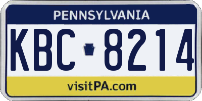PA license plate KBC8214