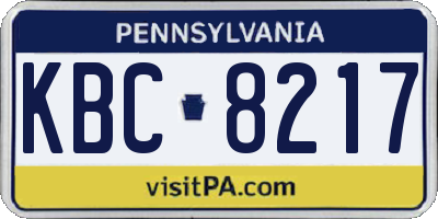 PA license plate KBC8217