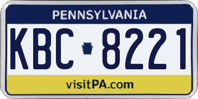PA license plate KBC8221