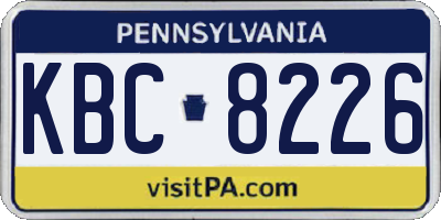 PA license plate KBC8226