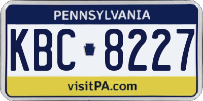 PA license plate KBC8227