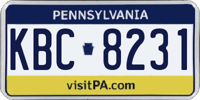 PA license plate KBC8231