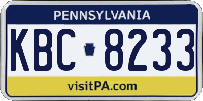 PA license plate KBC8233