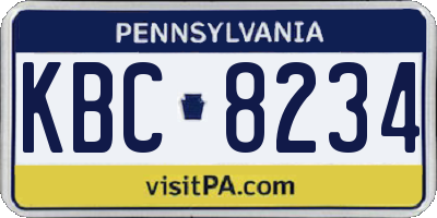 PA license plate KBC8234