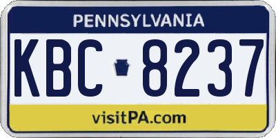 PA license plate KBC8237