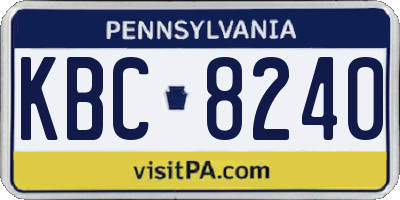 PA license plate KBC8240