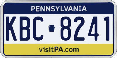 PA license plate KBC8241