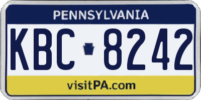 PA license plate KBC8242
