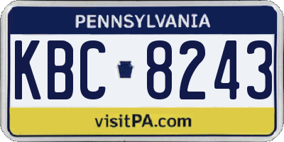 PA license plate KBC8243