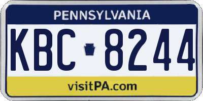 PA license plate KBC8244