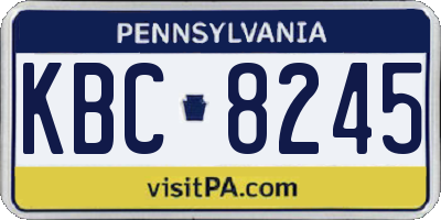 PA license plate KBC8245
