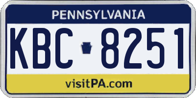 PA license plate KBC8251
