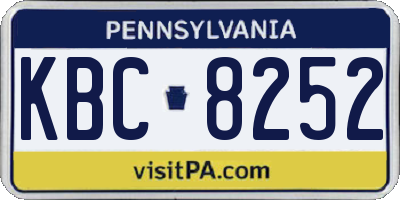 PA license plate KBC8252