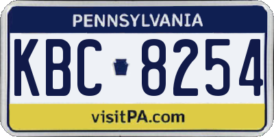 PA license plate KBC8254