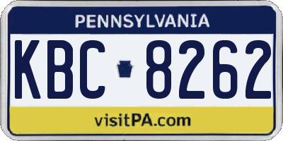 PA license plate KBC8262