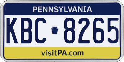 PA license plate KBC8265