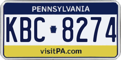PA license plate KBC8274