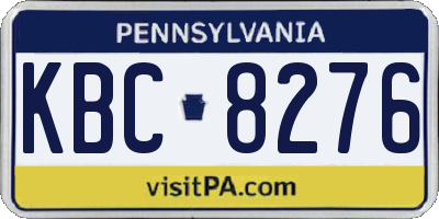 PA license plate KBC8276