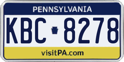 PA license plate KBC8278