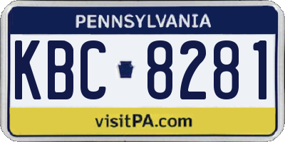 PA license plate KBC8281
