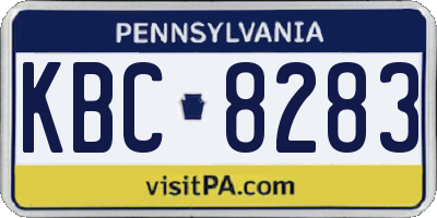 PA license plate KBC8283