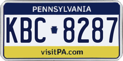 PA license plate KBC8287