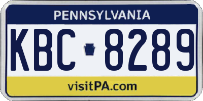 PA license plate KBC8289