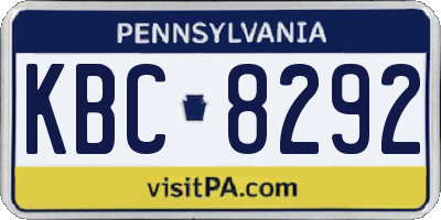 PA license plate KBC8292