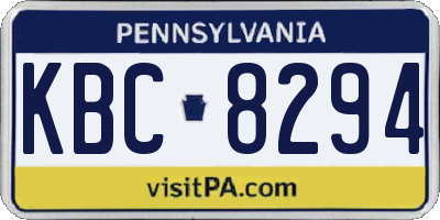 PA license plate KBC8294