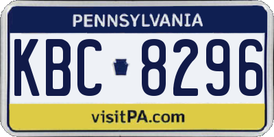 PA license plate KBC8296