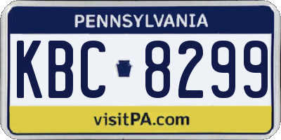 PA license plate KBC8299