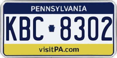PA license plate KBC8302