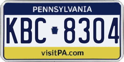 PA license plate KBC8304