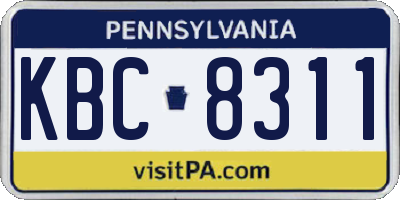 PA license plate KBC8311