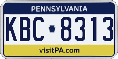 PA license plate KBC8313