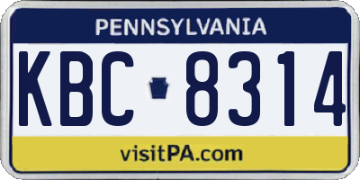 PA license plate KBC8314