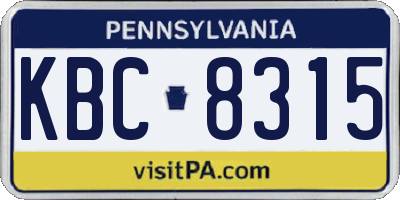 PA license plate KBC8315