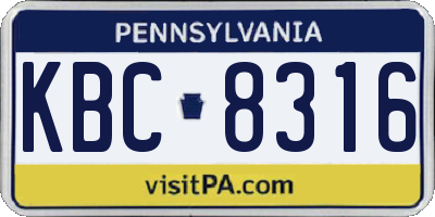 PA license plate KBC8316