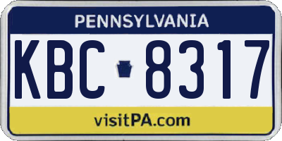 PA license plate KBC8317