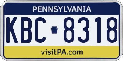 PA license plate KBC8318