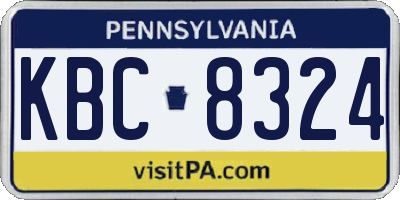 PA license plate KBC8324