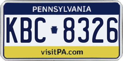 PA license plate KBC8326