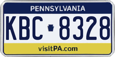 PA license plate KBC8328
