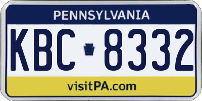 PA license plate KBC8332