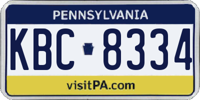 PA license plate KBC8334