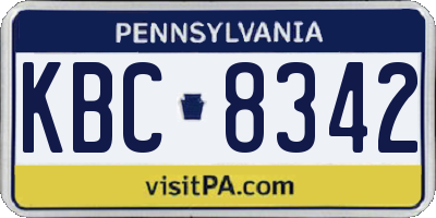 PA license plate KBC8342