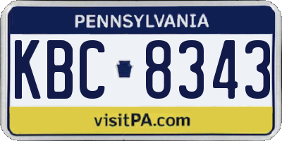 PA license plate KBC8343