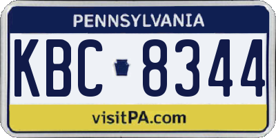 PA license plate KBC8344