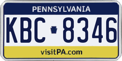 PA license plate KBC8346